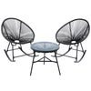 Bistro Set for 2 for Garden Terrace & More with 2 Garden Chairs Tea Table Black