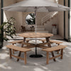 Garden Cafe Bistro Table Benches Set Wooden Round Table 6/8 Seater Furniture