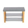 Grey 3Tier Bamboo Shoe Rack Hallway Storage Organiser Holder Stand Seating Bench