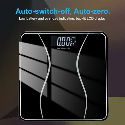 Electronic Bathroom Weight Digital Scales Body Measures Weighing Scale LCD Black