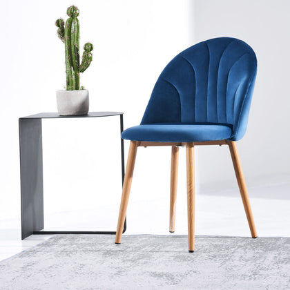 2PCS Velvet Dining Chairs Elegant Home Chairs Blue for Bedroom Living Room UK