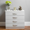 Drawer Chest 4 Drawers High Gloss Wood Storage Bedroom Furniture White