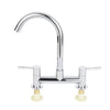Modern Dual Lever Chrome Kitchen Sink Mixer Tap 2 Hole Deck Mounted Tap Faucet
