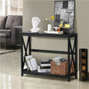 2 Tier X-Design Console Table Hallway Side Table Bookshelf Entryway Table Black
