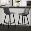 2X Grey Velvet Bar Stools Breakfast Pub Chair With Footrest Modern Home Kitchen