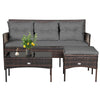 3 Seater Rattan Garden Corner Sofa Set Patio Dining Furniture Set W/ Sofa Chair