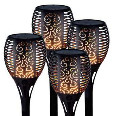 4 x Solar Power Stake Light Flame Effect LED Outdoor Garden Lamp Flickering Path