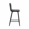 Grey Bar Stools Set of 2 Velvet Breakfast Bar Chairs Metal Legs 65 cm seat High