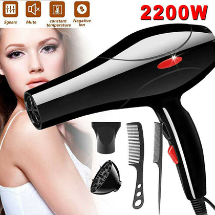 2200W Professional Style Hair Dryer Nozzle Concentrator Blower Pro Salon 3Heat .