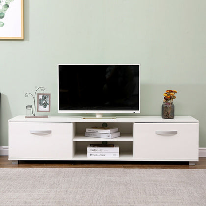 160cm/66'' Wooden TV Cabinet w/ High Gloss Doors Matt Body Living Room Furniture