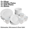 16 Piece White Dinner Set Plates Bowls and Cups Porcelain Dinnerware Set