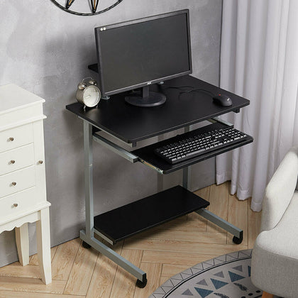 Mobile Computer Desk PC Laptop Table Home Office Desk Study Writing Desk Black