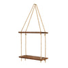 2 Tiers Wooden Hanging Rope Shelf Wall Mounted Floating Shelf Storage Rustic