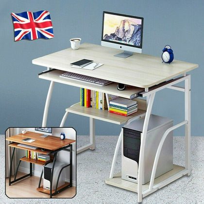Computer Desk With Shelves Laptop Study Pc Table Home Office Corner Desk UK