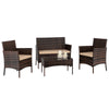 4 PCS Patio Rattan Wicker Garden Furniture Set Table Sofa w/Cushions Brown