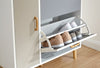 TWO TIER SHOE CABINET RACK DRAWER CUPBOARD STORAGE UNIT WHITE/GREY