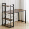 Vintage Rustic Computer Desk with 4 Tier Bookshelf Storage Unit Study Work Table