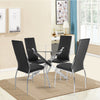 Contemporary Clear Glass Dining Table Cross Chrome Legs Round Kitchen Table