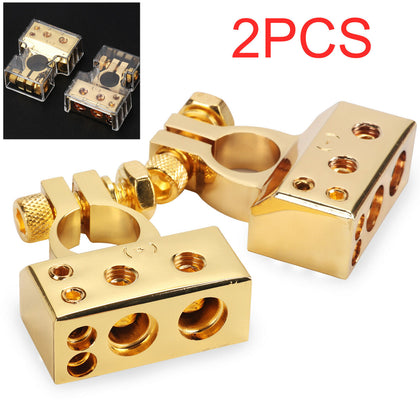 Universal Car Truck Battery Terminal Clip Clamp Connector Alloy With Cover Gold.