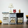 Small Bedside Table Cabinets Pair of Nightstand w/ Wicker Basket Storage Drawers