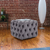 Square Grey Velvet Tufted Button Footstool Ottoman Pouffe Foot Rest Stool Seat