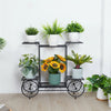 Black Metal Outdoor Indoor Plant Stand Multiple Tiered Plant Cart House Decorati