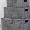 Set of 3 Storage Basket Resin Wicker Woven Hamper Box With Lid & Lock Stackable
