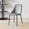 2 X GREY MODERN Velvet Dining Chairs Black Metal Legs Padded Seat High Back Soft