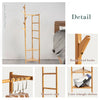 Garment Clothes Rail Coat Stand Hat Umbrella Floor Standing Wooden Hanger Rack