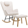 Rocker Chair Teddy Fabric Armchair Lazy Relaxing Rocking Chair with Stool HT