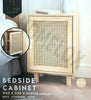 NEW Natural Bedside Cabinet With Shelves Storage Bedroom Furniture Cane Details