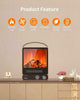 Electric Fireplace Heater Black Stove w/ LED Flame Effect Freestanding 1500W