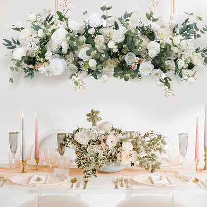 Artificial Rose Garland Wedding Arch Flower Row Table Centerpiece Wall Backdrop