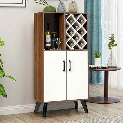 Wooden Storage Cabinet Unit 8 Bottles Wine Rack Organizer Cupboard Display Shelf