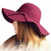 Autumn Winter Vintage Floppy Hat Women Elegant Felt Fedora Hat Wide Brim Sun Cap
