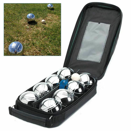 8 FRENCH BALL STAINLESS STEEL BOULES SET PETANQUE OUTDOOR CARRY CASE GARDEN GAME