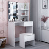 White Vanity Dressing Table Set Corner Makeup Desk LED lighted Stool Bedroom UK