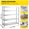 Garage Shelf Heavy Duty Shelving 5-Tier 59.1x17.7x70.9 in Stainless Steel