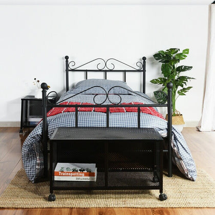Single Bed Solid 3ft Metal Beds Frame Bedstead Base with Large Storage Space New
