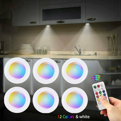 1-6X Under RGB Cabinet Lamps Dimmable LED Kitchen Light Closet Cupboard Lighting