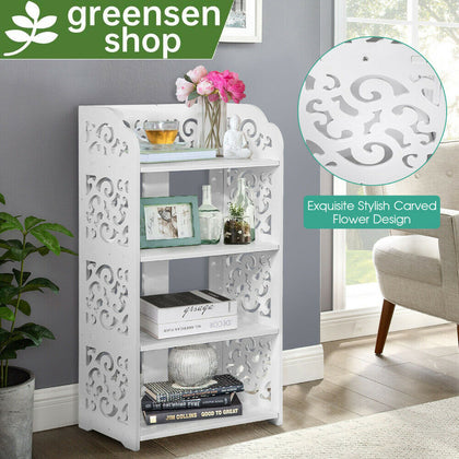 4 Tier Shoe Rack Storage Shelf Display Stand Organiser Unit Cabinet White Carved