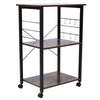 3 Tier Kitchen Trolley Microwave Cart Stand Shelves Storage Hooks Wooden Rack