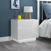 Bedside Table Cabinet With 2 High Gloss Drawers RGB LED Light Bedroom Nightstand