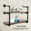 2 Tiers Industrial Iron Pipe Shelf Retro Wall Mounted Shelving With Wood Board