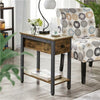 Narrow Side Table 2-Tier End Table w/ Drawer Open Shelf Wood Nightstand Storage