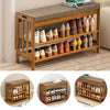 Wood Shoe Bench Shoes Cabinet Organizer Hallway Storage Rack with Seat Cushion