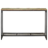 Modern Console Table Large Metal Mesh Shelf Stoarge Wood Top Hallway Sideboard
