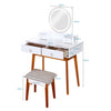 White Dressing Table with Stool Set, LED Makeup Desk Mirror Living Room Bedroom