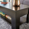 Black Wooden Coffee Table With Lift Up Top Storage Area and Magazine Shelf