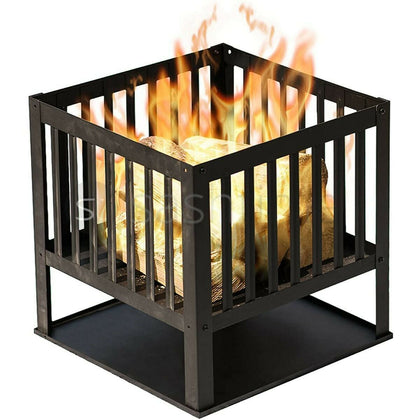 Square Fire Basket BBQ Grill Heater Outdoor Garden Firepit Brazier Patio Outside